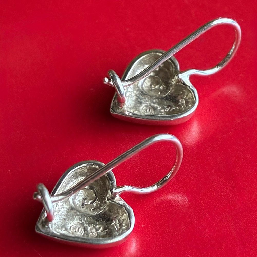 925 Silver Earrings,Heart Swirl Drop Earrings in Silver - Picture 4 of 9